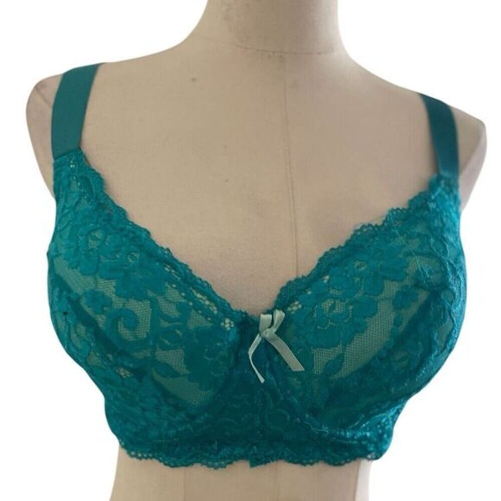 Sofia Teal Lace Balconette Bra Size 36DD‎